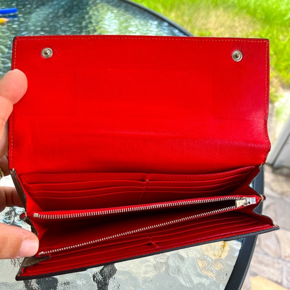 EUC Celine Long Snap Wallet Taupe With Red Interior - Picture 6 of 16